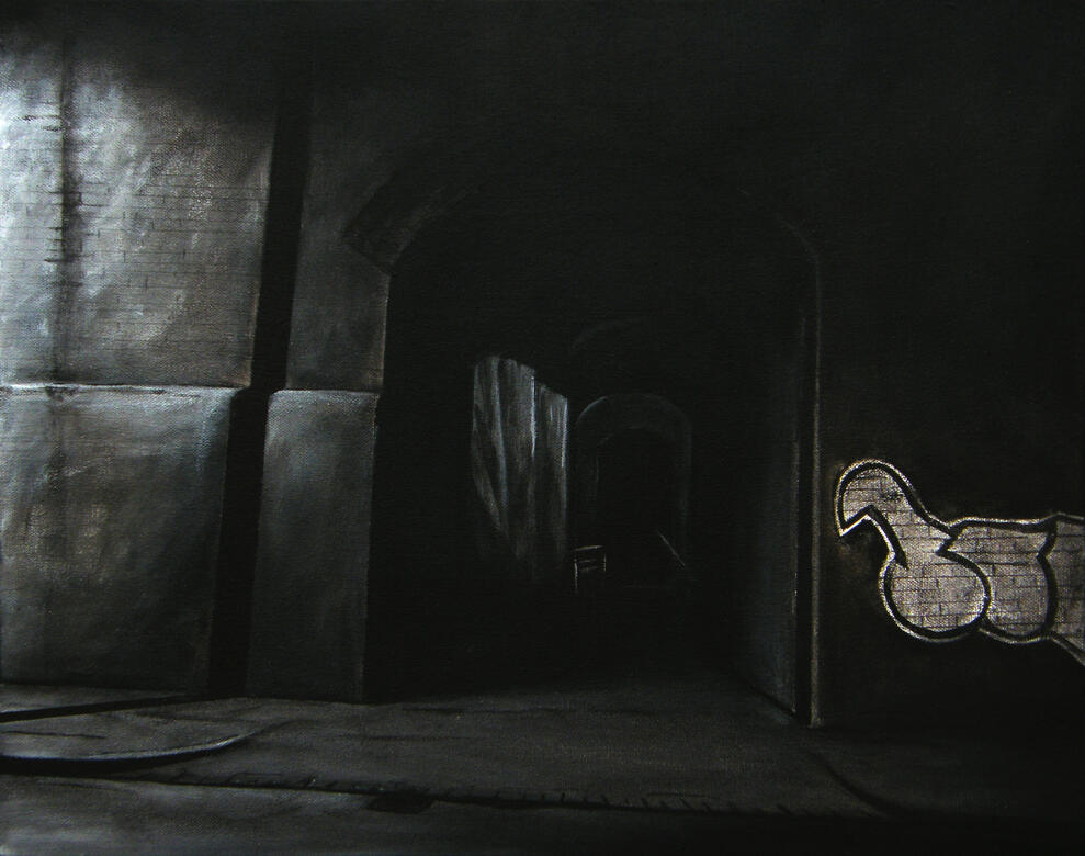 The Staged World 40 x 50 cm acrylic on canvas board Available